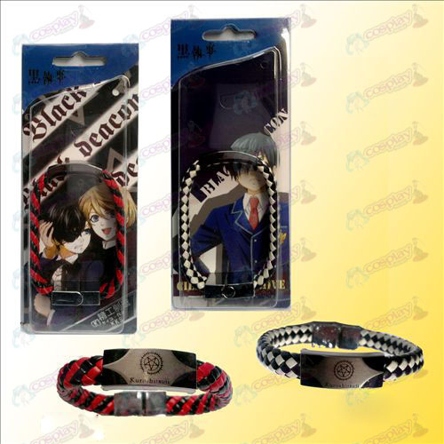 Accessoires Black Butler punk, bracelet rouge et noir - deux en noir et blanc