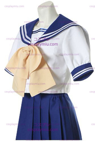 Blue And White Short Sleeves Sailor School Uniform