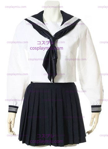 White Long Sleeves Sailor School Déguisements Uniforme Cosplay