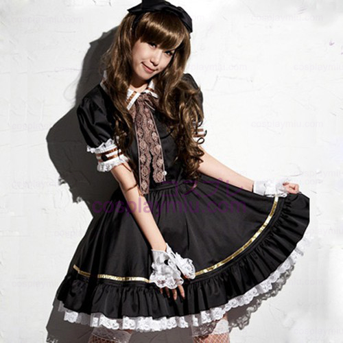 Black Lovely Lolita Maid Outfit Miniskirt Déguisements Cosplay