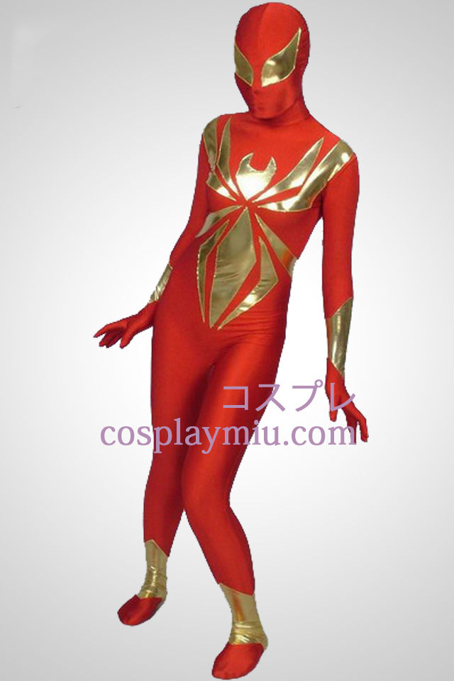 Rouge Lycra et la pièce métallique brillant Ensemble de super héros Zentai Suit