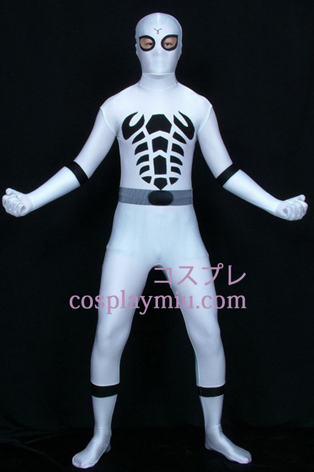 Modèle blanc et noir Scorpion Lycra Superhero Zentai Suit