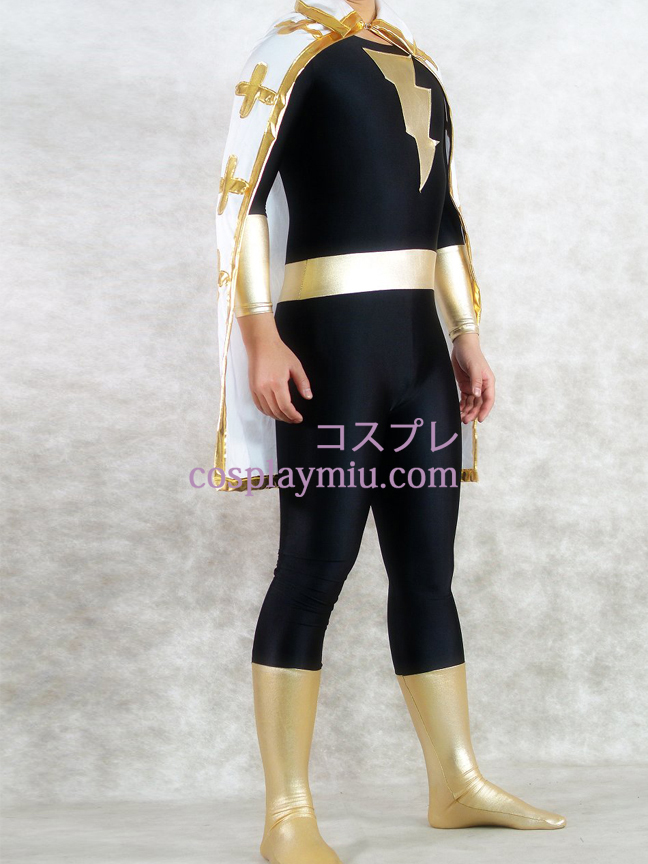 Or et noir brillant métallique unisexe Zentai Suit Superhero