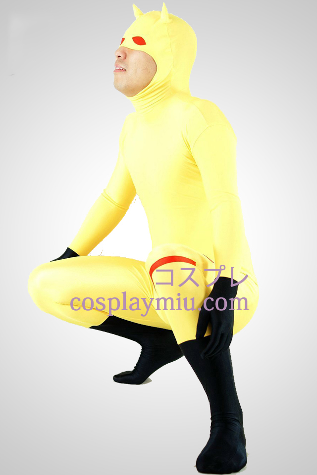 Jaune Costume Lycra Spandex unisexe Zentai animaux Avec la moitié du visage ouvert