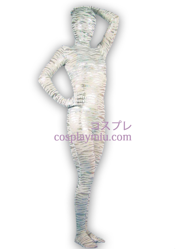 Modèle de tigre Argent Revêtement Lycra Spandex unisexe Zentai Suit