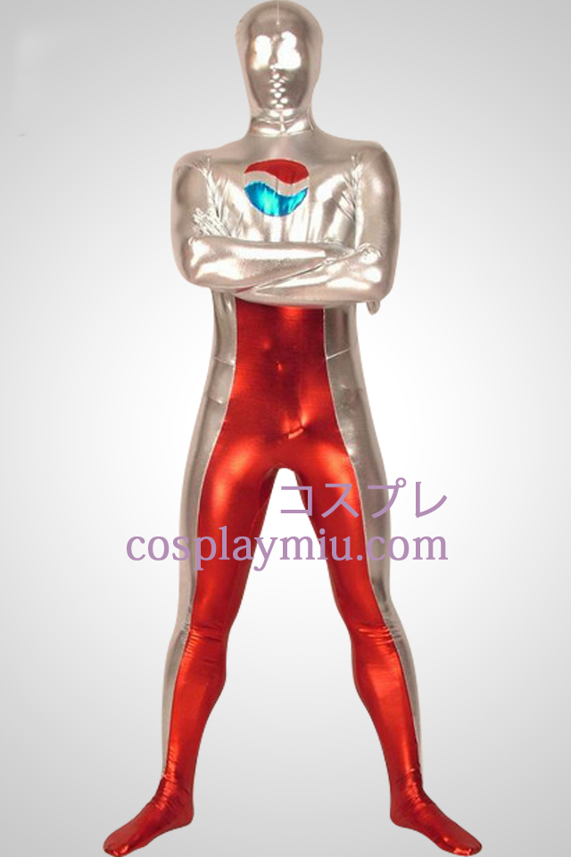 Rouge et blanc métallique brillant Full Body unisexe Zentai Suit