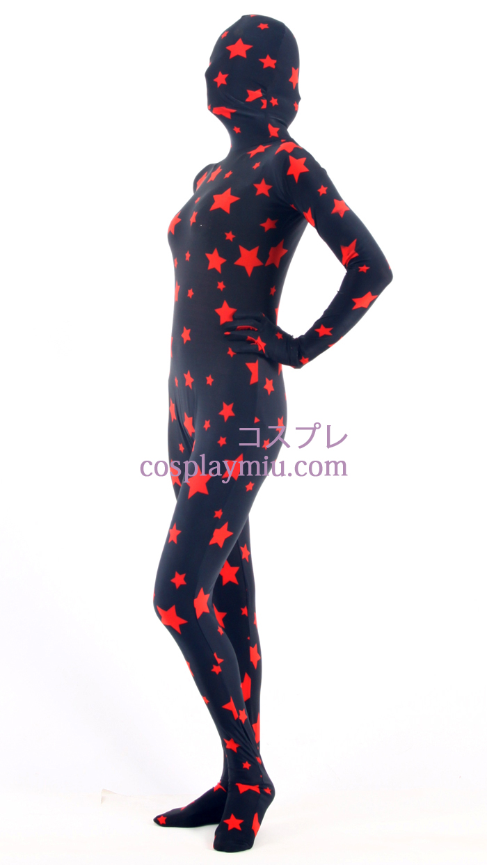 Motif Black Star Lycra Zentai Suit