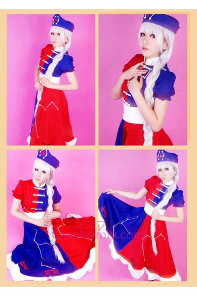 Touhou Project Eirin Yagokoro longue perruque cosplay d'argent
