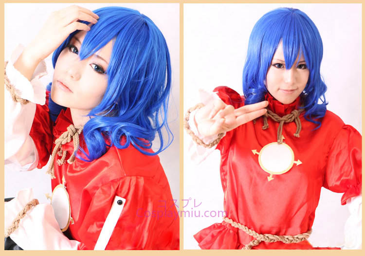 Touhou Project Yasaka Kanako court bleu foncé cosplay perruque