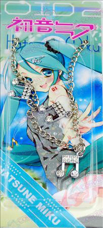 Carte installée Hatsune note trois collier pendentif diamant