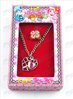Accessoires Shugo Chara! collier en forme de coeur + anneau (rose)