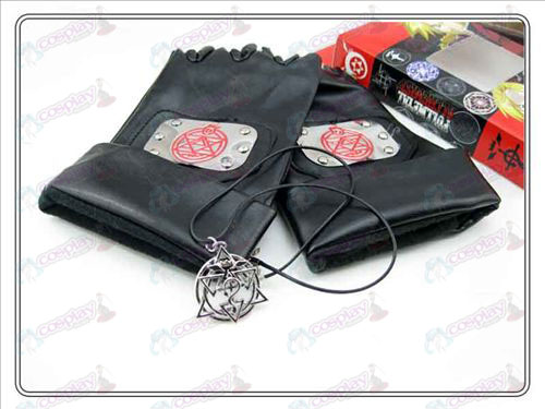 Steel Alchemist gants en cuir + Lace Necklace (trois pièces)