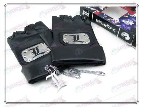 Accessoires Death NoteL gants en cuir + L collier (trois pièces)