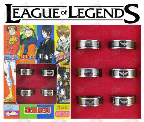 League of Legends accessoires en acier noir bague tournante (6 / set)
