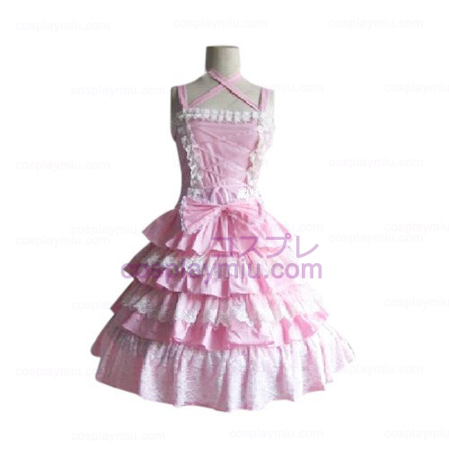 Stunning Tiered Ruffles Pink Dress Lolita Déguisements Cosplay