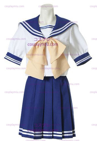 Blue And White Short Sleeves Sailor School Uniform