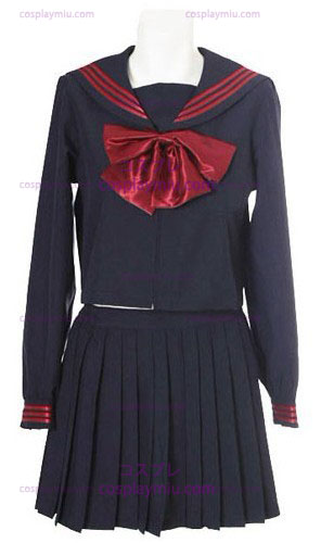 Deep Blue Long Sleeves Sailor School Uniform