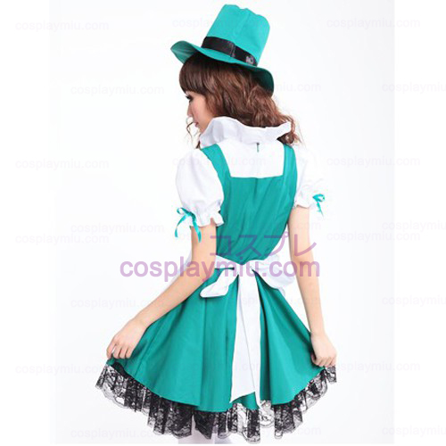 White Apron and Green Skirt Anime Lolita Maid Déguisements