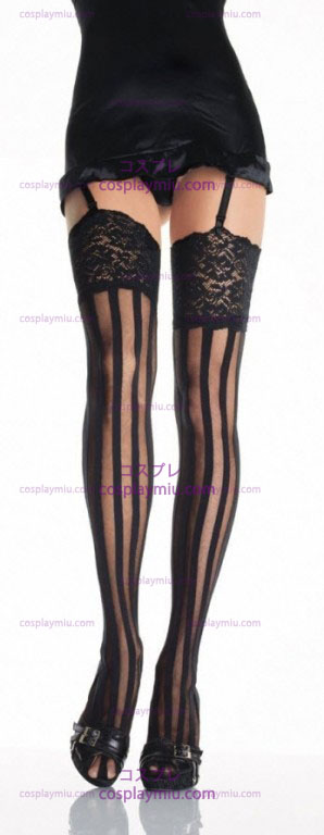 Thi Hi Sheer Black Stockings with Opaque Stripes