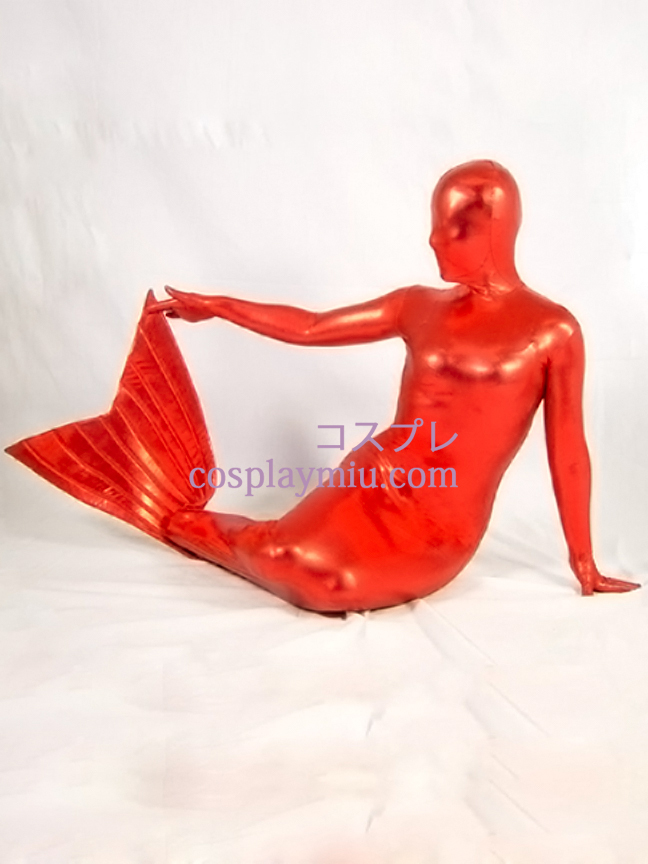 Rouge brillant métallique Sirène Zentai Suit