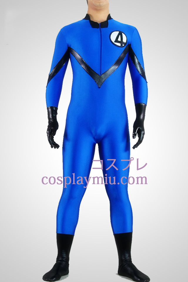 Bleu Lycra Spandex et brillant métallique unisexe Zentai Superhero