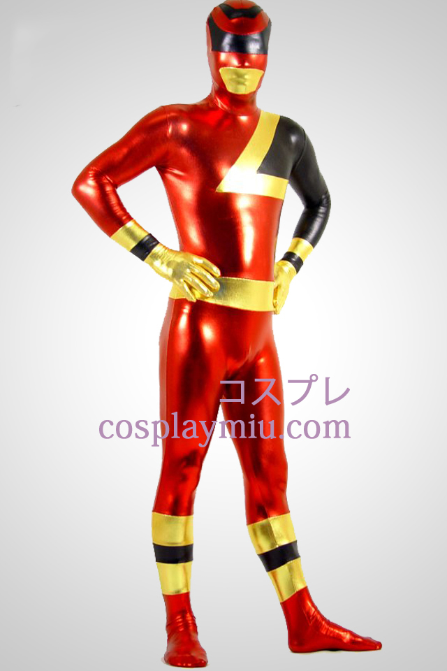 SPD Ranger Rouge Brillant Métallique Zentai Suit Superhero