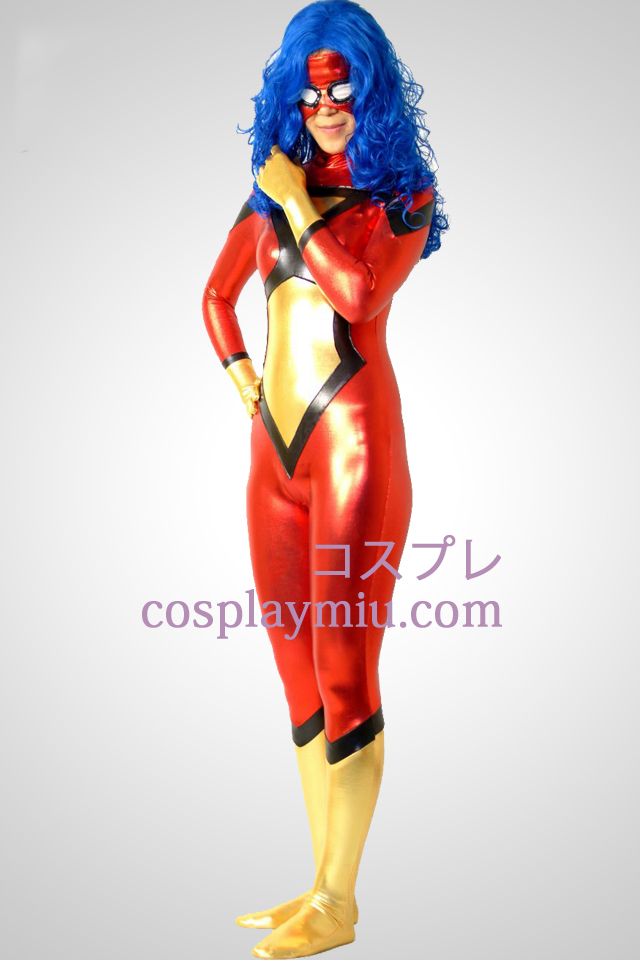 Spider-femmes Jessica Drew métallique brillant Zentai Suit Superhero
