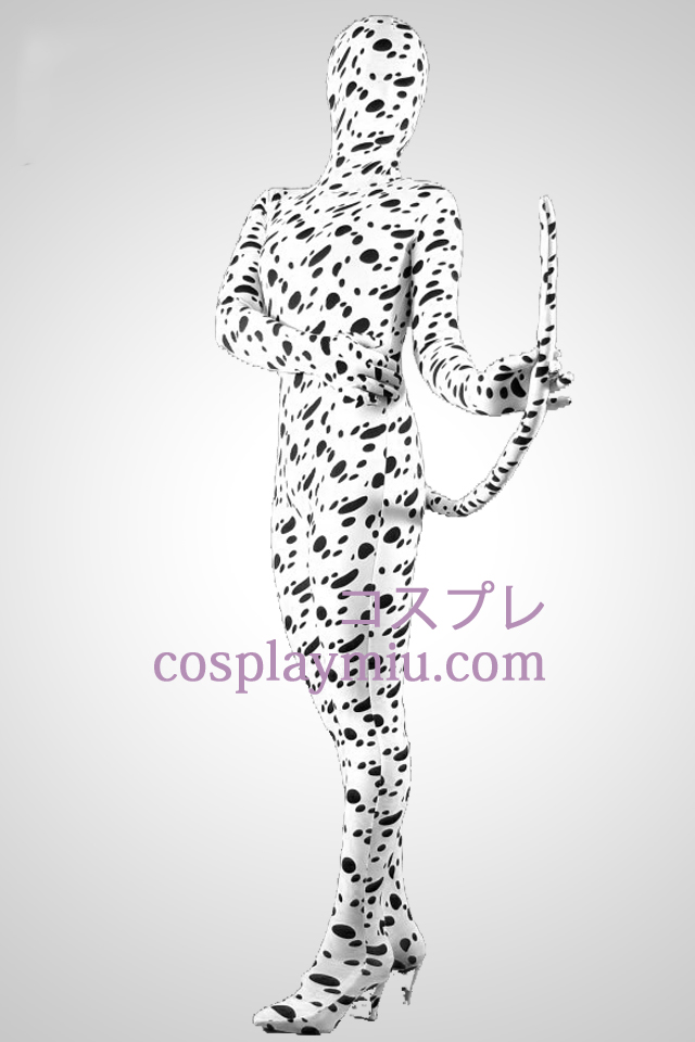 Dalmatiens peau Lycra Spandex unisexe Zentai Suit avec la queue