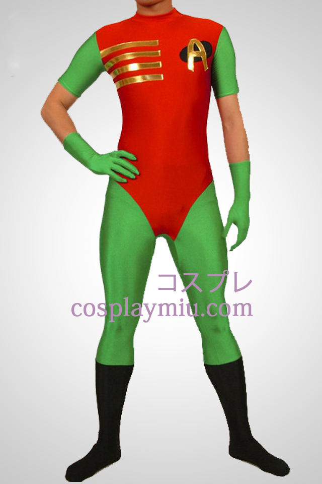 Rouge et vert Robin Hood Lycra Spandex Zentai Suit Superhero