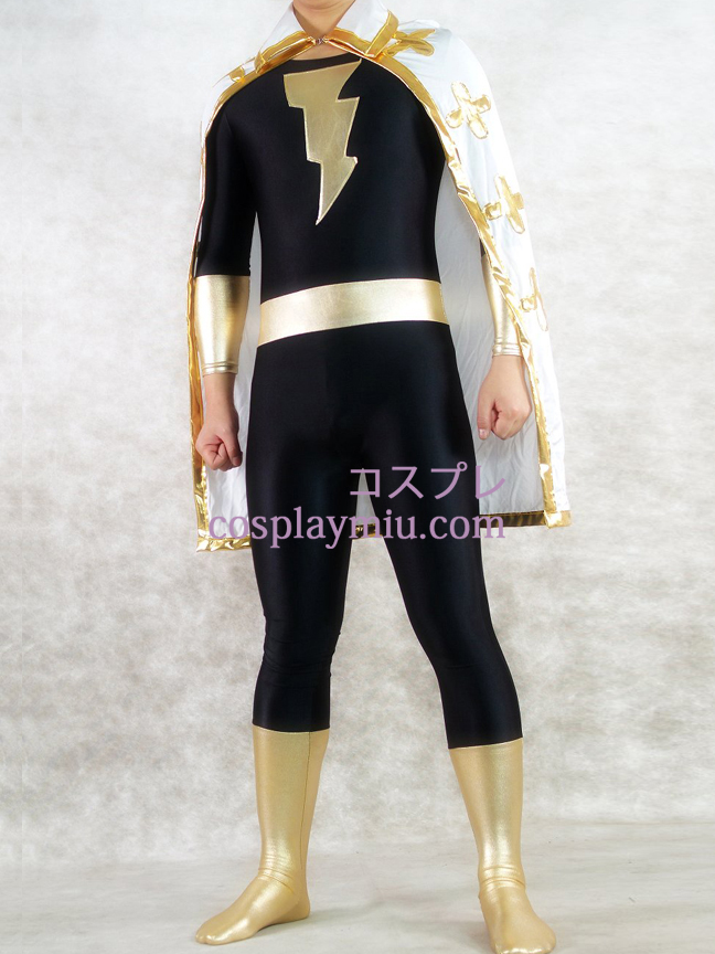 Or et noir brillant métallique unisexe Zentai Suit Superhero