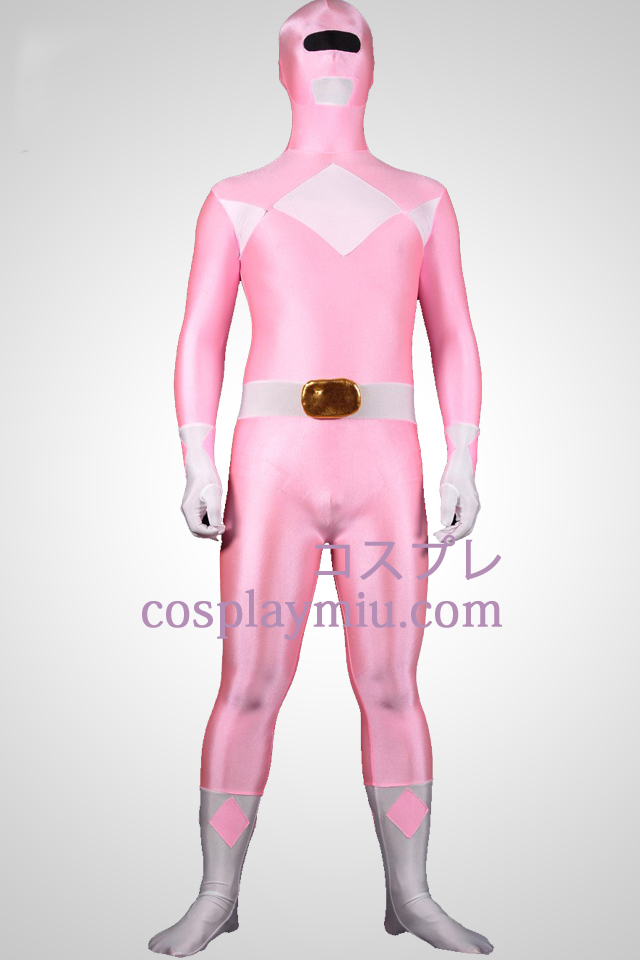 Puissant zentaiin costume rose Ranger Lycra Spandex Zentai