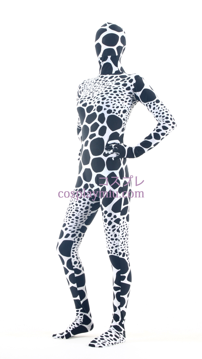 Noir Motif Blanc Girafe Lycra Zentai Suit