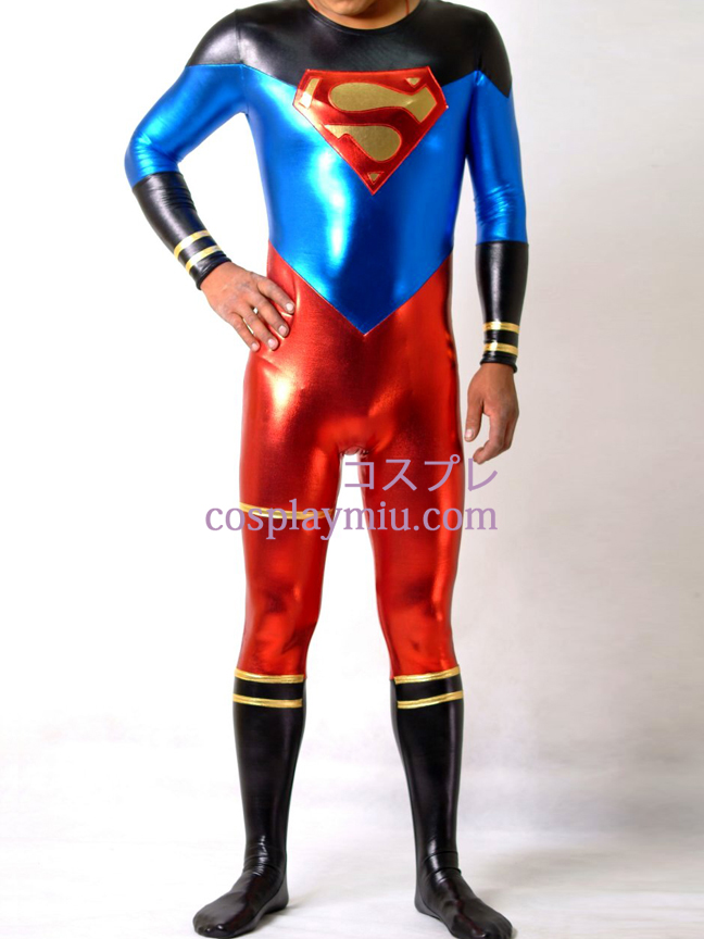 Brillant Métallique Superman Superhero Combinaison