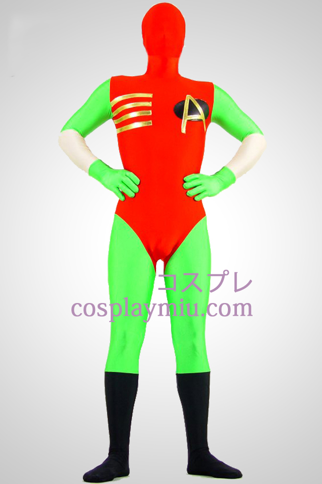 Vert et Rouge Lycra Spandex Zentai Suit