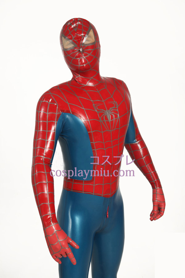 Rouge et bleu rayé Spiderman super héros Zentai Suit