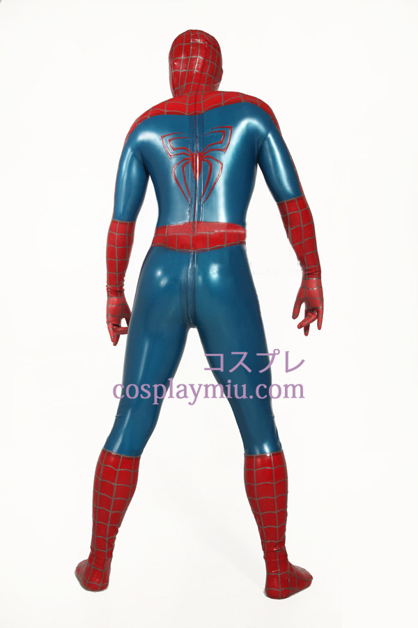 Rouge et bleu rayé Spiderman super héros Zentai Suit