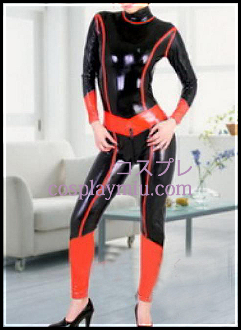 Costume latex couvert noir et rouge Full Body