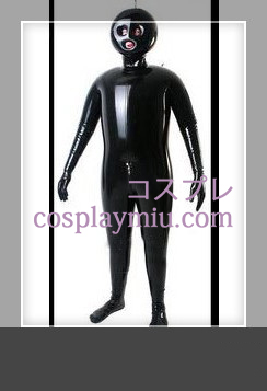 Noir Full Body couvert gonflable Costume latex avec les yeux ouverts et la bouche