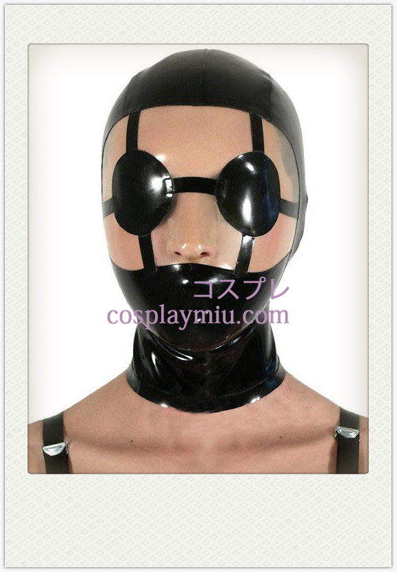 Shiny Black SM Latex Masque avec visière Distinct