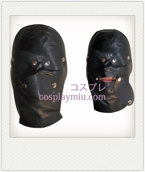 Black Full visage couvert de latex masque avec visière amovible et Bouche-moufle