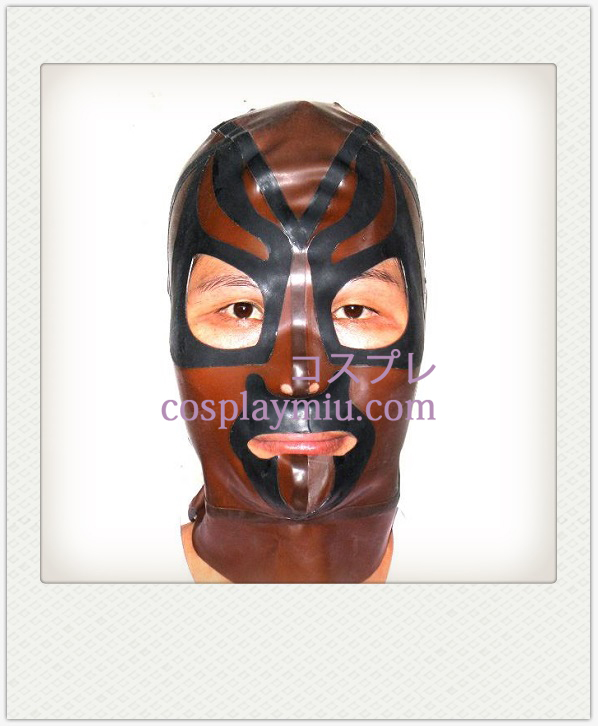 Brown et Black Male Latex Masque avec des yeux ouverts et la bouche