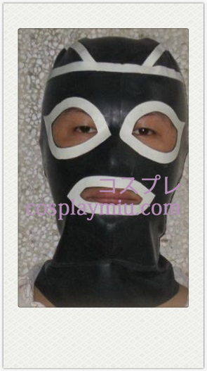 Noir et blanc Femme Cosplay Masque Latex avec les yeux ouverts et la bouche