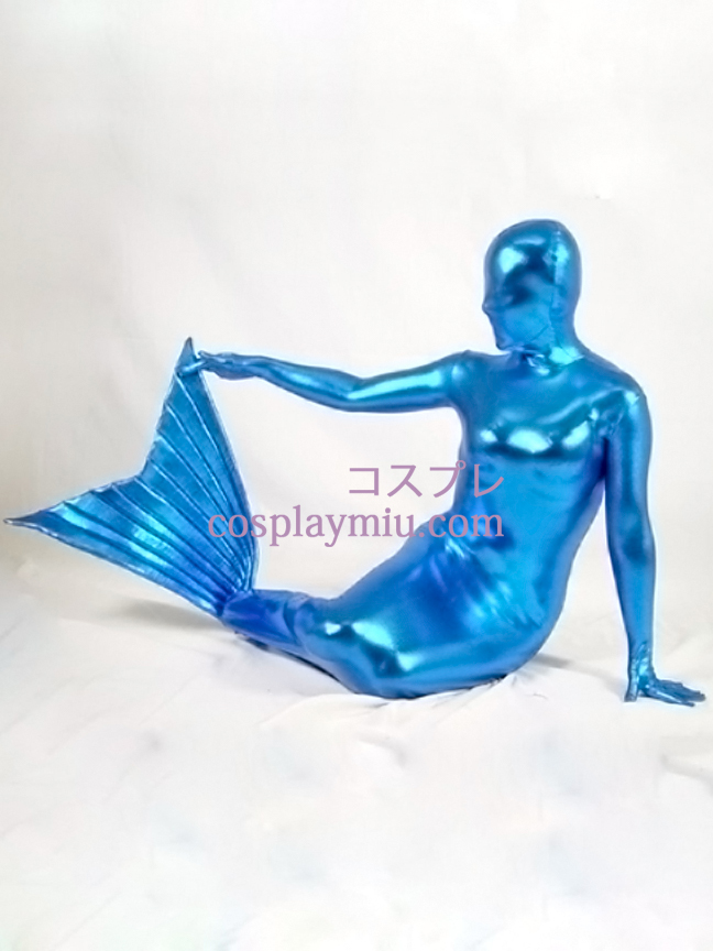 Bleu métallique brillant Zentai Suit sirène