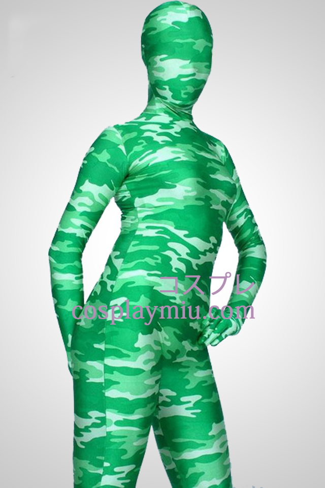 Lumière de camouflage de couleur verte Lycra Spandex Zentai Suit