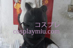 Noir canin Latex Masque avec fermeture éclair dans les yeux et la bouche