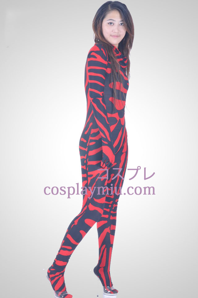 Rouge Et Noir Unisexe Lycra Spandex Zentai Suit