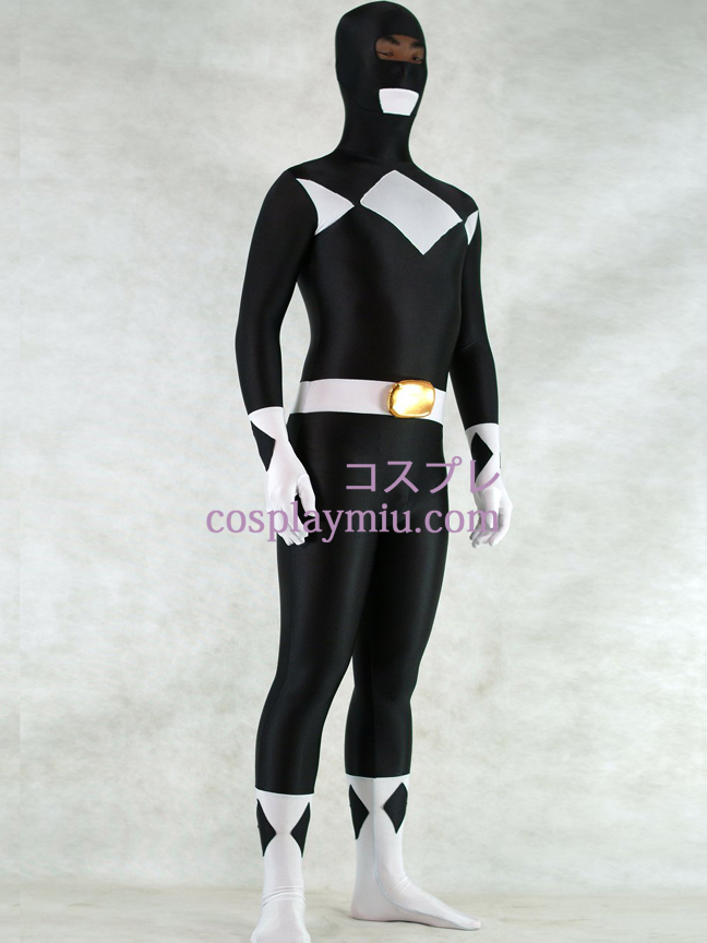 Blanc et noir Lycra Spandex unisexe Zentai Suit