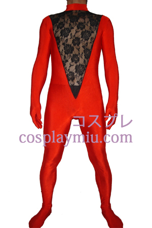 Rouge Noir Lycra dentelle Zentai Suit