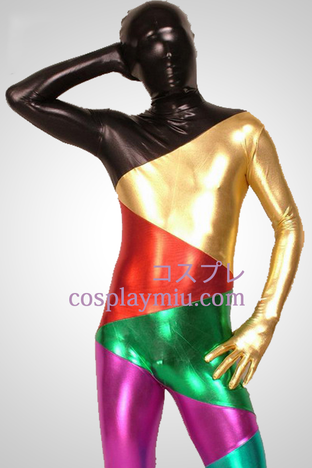 Pièce multicolore brillant métallisé Ensemble Zentai Suit