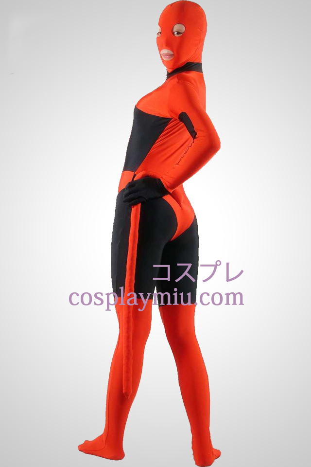 Noir Et Rouge Lycra Spandex Zentai Suit